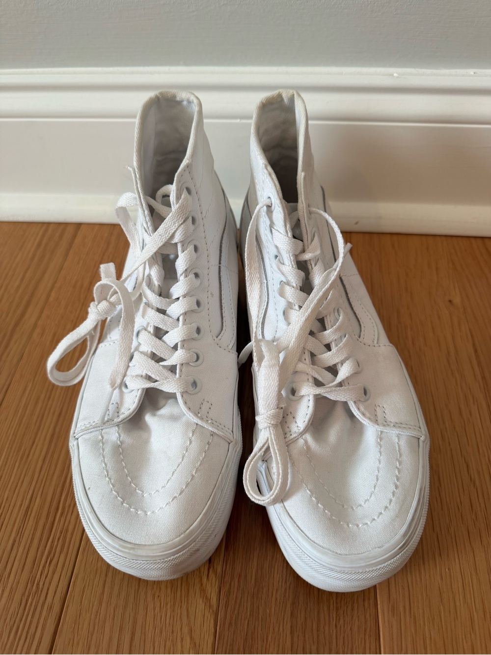 Vans White High-Top Platform Sneakers - Women's - Picture 4 of 9